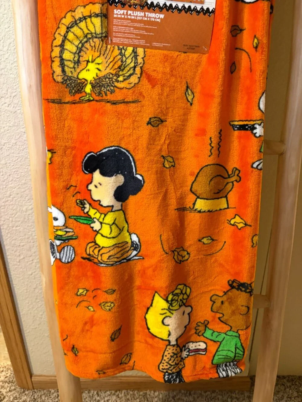 Peanuts Thanksgiving Snoopy Charlie Brown Fall Throw Blanket 50x70 NWT